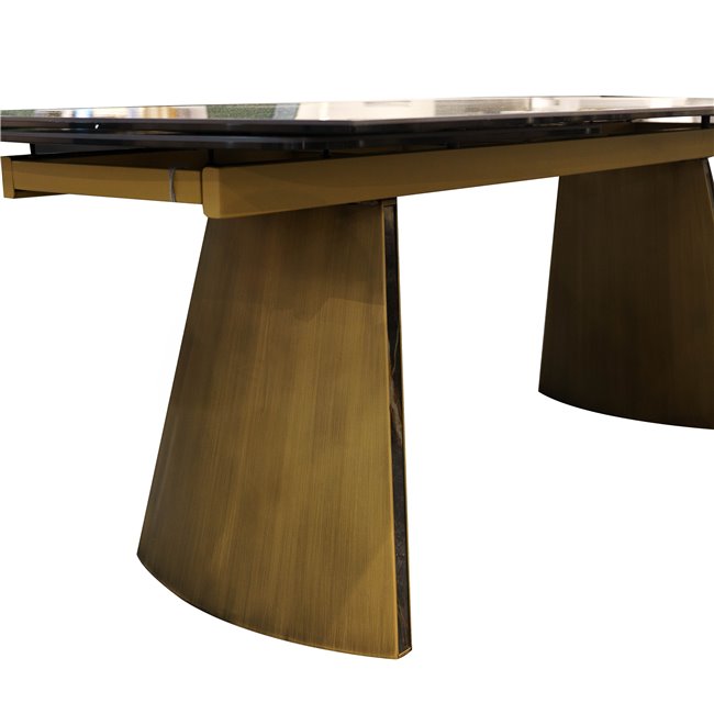 Extendable dining table Fabian, metal/glass/ceramic, 200-300x100cm H76cm