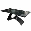 Extendable dining table Faberg, metal/glass, black, 180-260x95cm H76cm