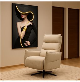Glass picture Lady in black LED, 80x120x3.5cm