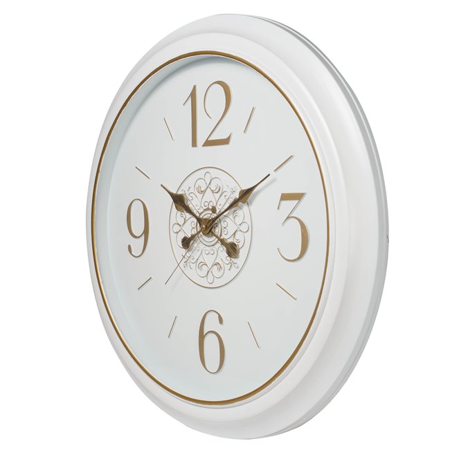 Wall clock Zaton, white/gold color, D60x5.8cm
