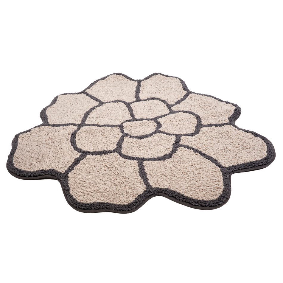 Bathmat Flower, beige/dark gray, 75x75cm