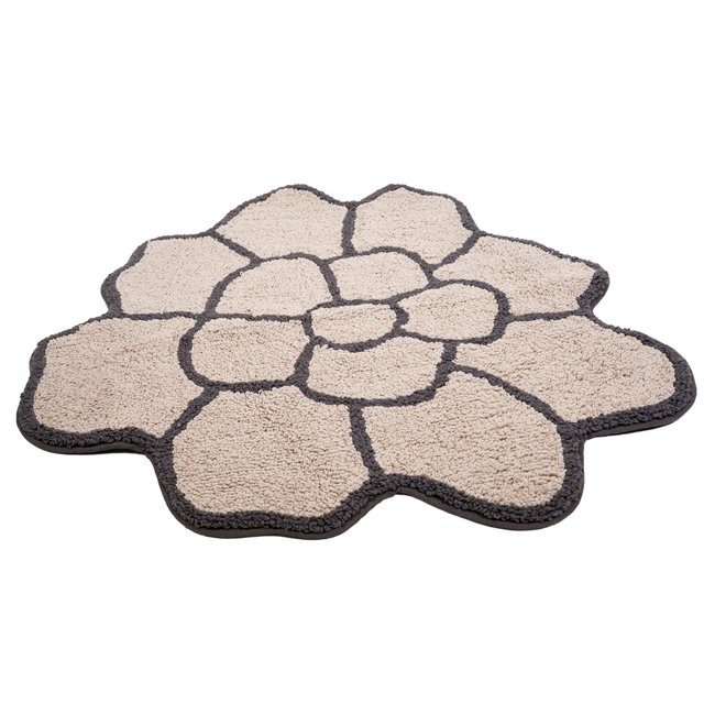 Bathmat Flower, beige/dark gray, 75x75cm