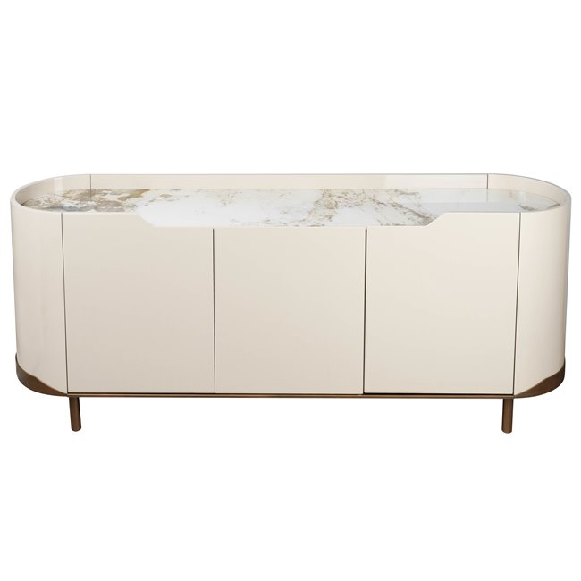 Sideboard Sarnno kahaki, sintered stone/MDF/metal, H74x180x42cm