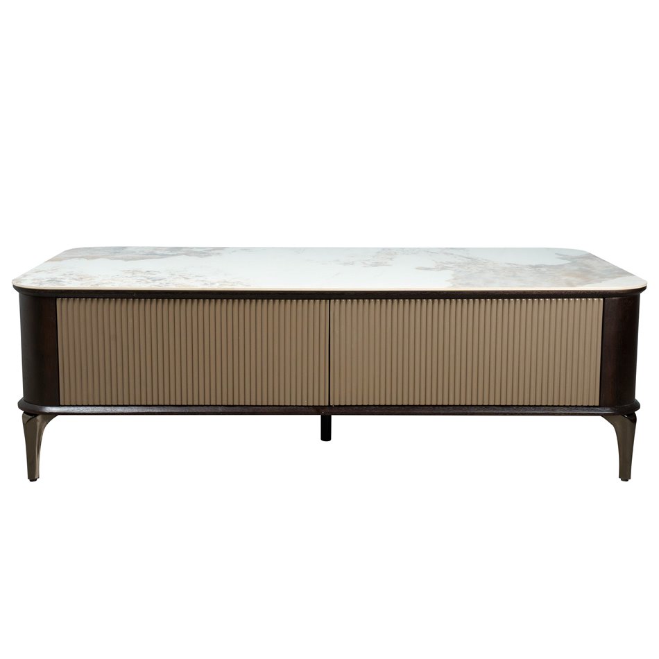 Кофейный столик Sarenno, спеченный камень/MDF/ясеневый шпон/металл, 130x70cm H40cm