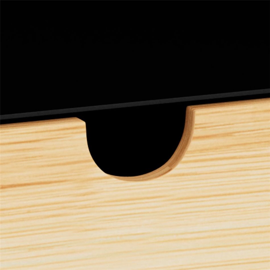 Bedside table Aliet, black, steel/lacquered bamboo, H30x25x30cm