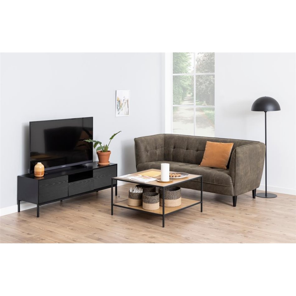 TV table Seaford, black, steel/MDF, H45x40x140cm