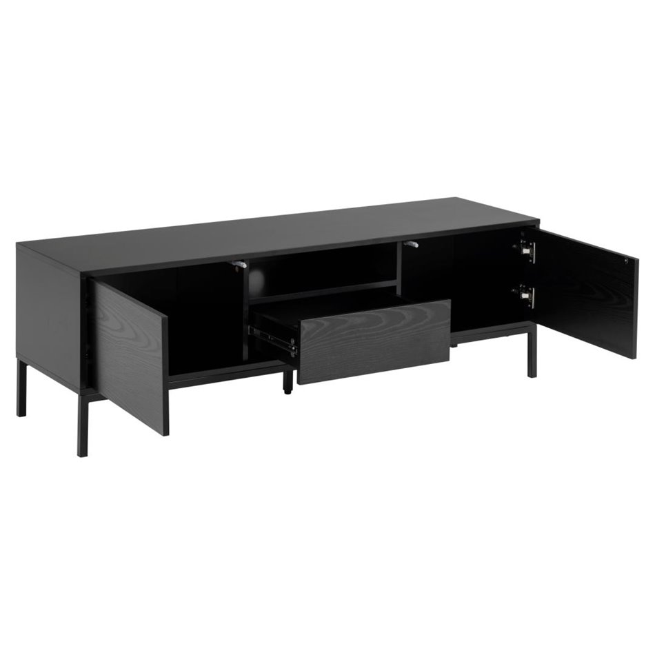 TV table Seaford, black, steel/MDF, H45x40x140cm