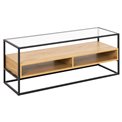 TV table Andolf, natural/black, tempered glass/steel, H45x40x120cm
