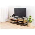TV table Andolf, natural/black, tempered glass/steel, H45x40x120cm