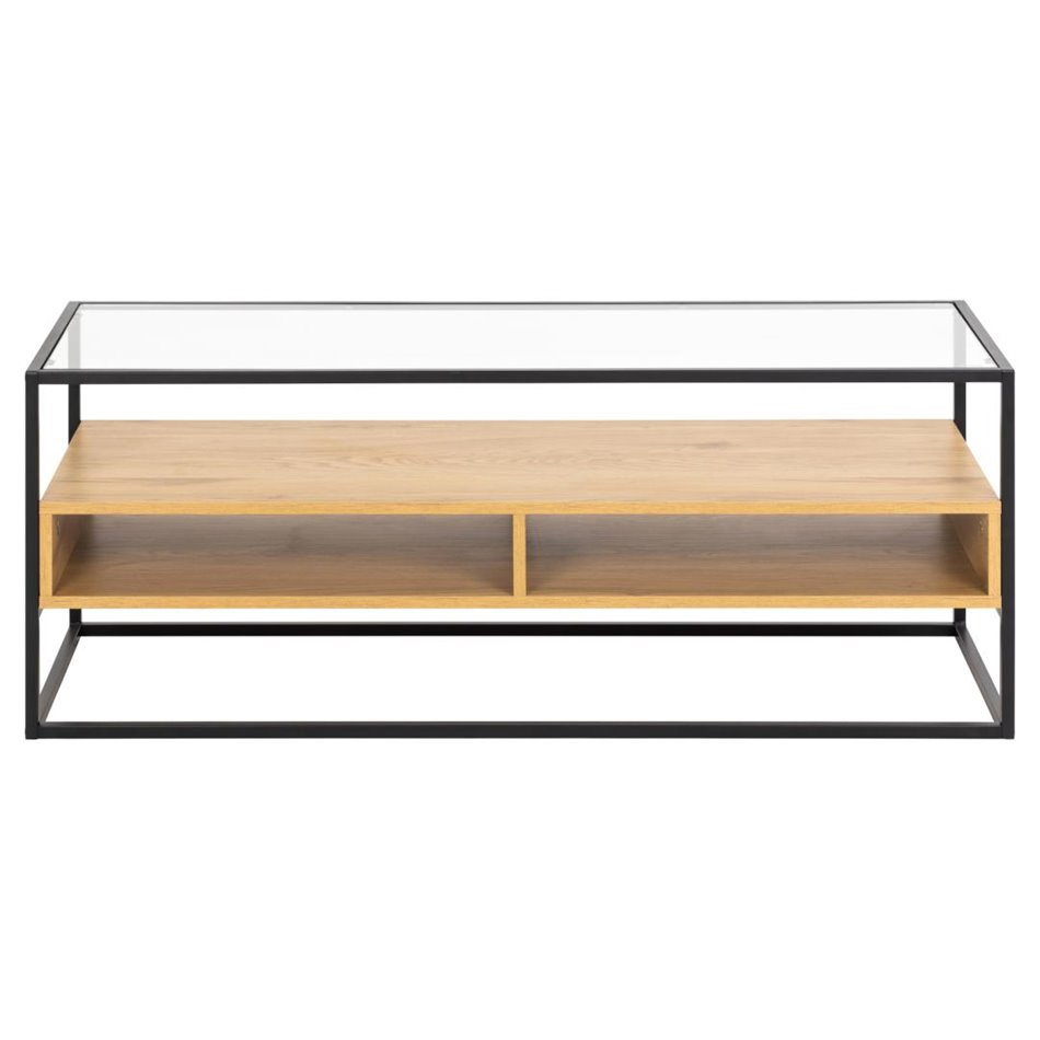 TV table Andolf, natural/black, tempered glass/steel, H45x40x120cm