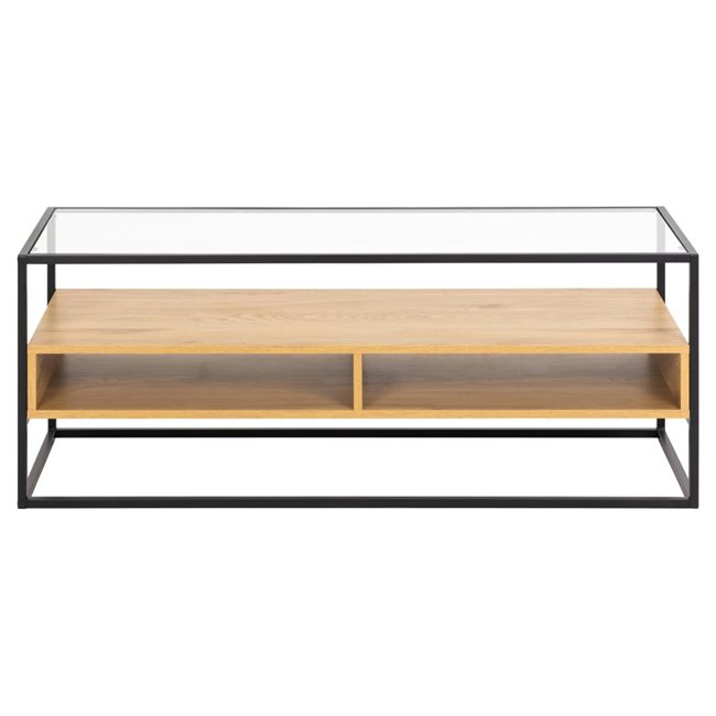 TV table Andolf, natural/black, tempered glass/steel, H45x40x120cm