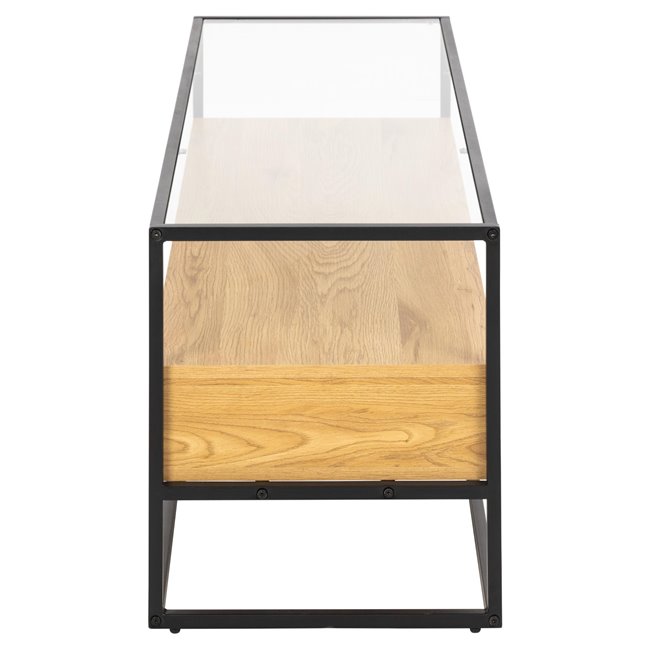 TV table Andolf, natural/black, tempered glass/steel, H45x40x120cm