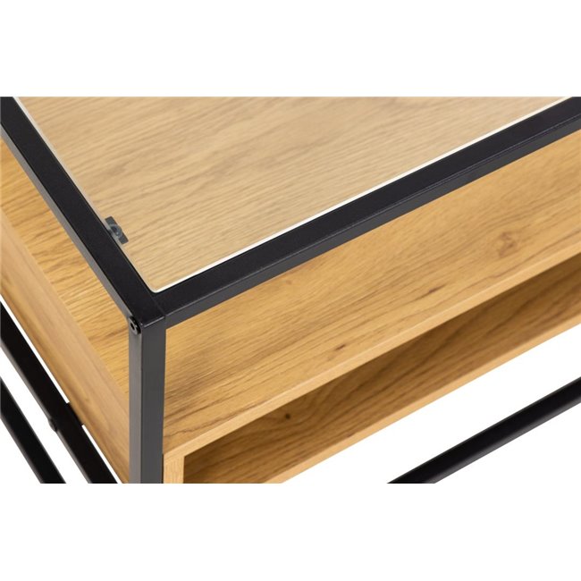 TV table Andolf, natural/black, tempered glass/steel, H45x40x120cm