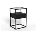 Bedside table Andolf, black, tempered glass/steel, H60x35x40cm