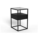 Bedside table Andolf, black, tempered glass/steel, H60x35x40cm