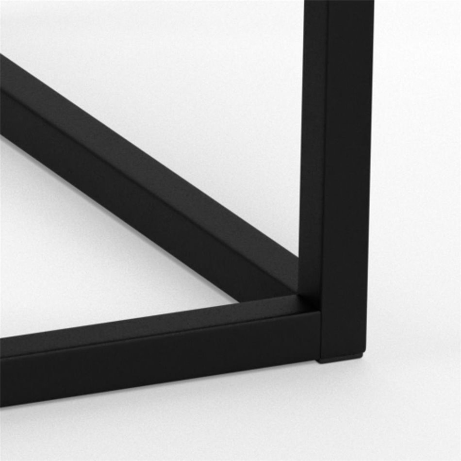 Bedside table Andolf, black, tempered glass/steel, H60x35x40cm