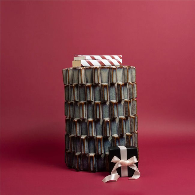 Side table Arrivato Sting, blue/brown, D35cm H46cm