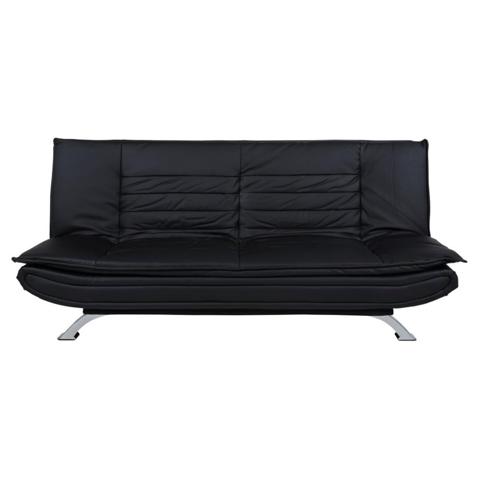 Sofa bed Akit, extendable, black, eco leather, H91x98x196cm, seat height 39cm