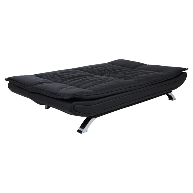 Sofa bed Akit, extendable, black, eco leather, H91x98x196cm, seat height 39cm
