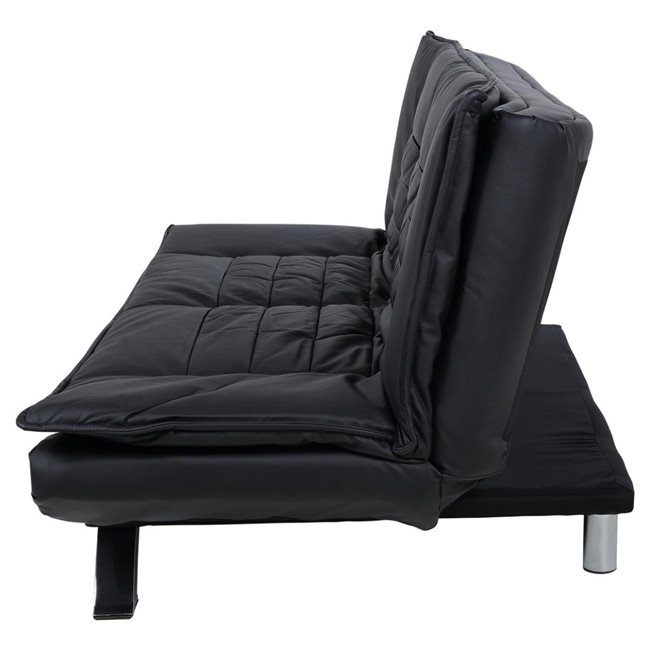 Sofa bed Akit, extendable, black, eco leather, H91x98x196cm, seat height 39cm