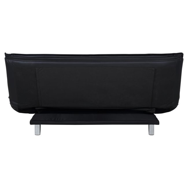 Sofa bed Akit, extendable, black, eco leather, H91x98x196cm, seat height 39cm