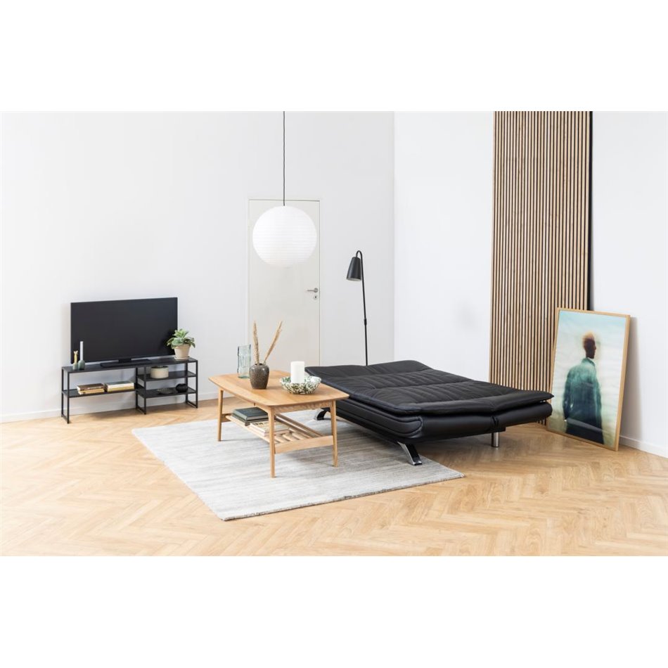 Sofa bed Akit, extendable, black, eco leather, H91x98x196cm, seat height 39cm