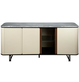 Sideboard Saraso, MDF/walnut veneer/marble/metal, H80x180x45cm