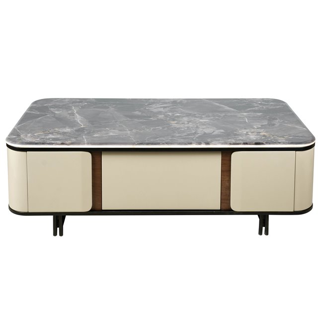 Coffee table Saraso, MDF/walnut veneer/marble/metal, 130x70cm H40cm