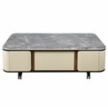 Coffee table Saraso, MDF/walnut veneer/marble/metal, 130x70cm H40cm