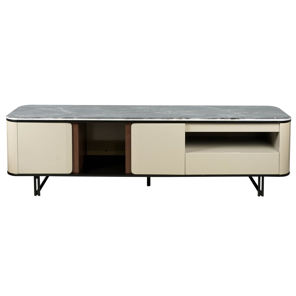 TV unit Saraso, MDF/walnut veneer/marble/metal, 200x45cm H55cm
