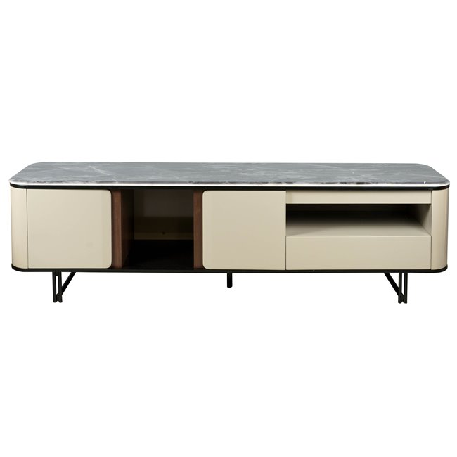 TV unit Saraso, MDF/walnut veneer/marble/metal, 200x45cm H55cm