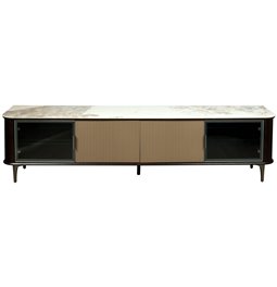 TV unit Sarenno, sintered stone/ash werner/metal/MDF/glass, 200x40cm H50cm