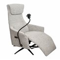 Electric recliner Olivy 112, 2 motors, gray-white, rotatable 360 degrees, H86-115x76x74-171cm, seat height 44-48cm