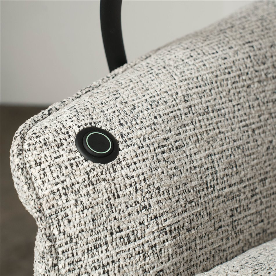 Electric recliner Olivy 112, 2 motors, gray-white, rotatable 360 degrees, H86-115x76x74-171cm, seat height 44-48cm