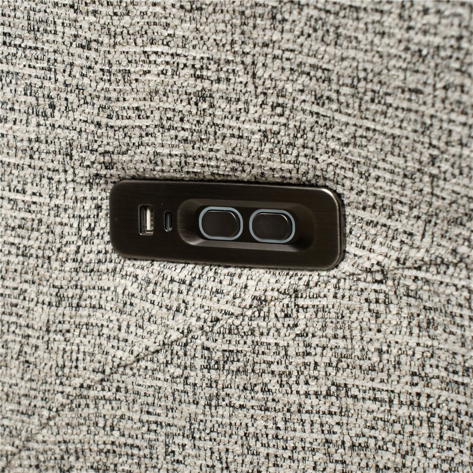 Electric recliner Olivy 112, 2 motors, gray-white, rotatable 360 degrees, H86-115x76x74-171cm, seat height 44-48cm