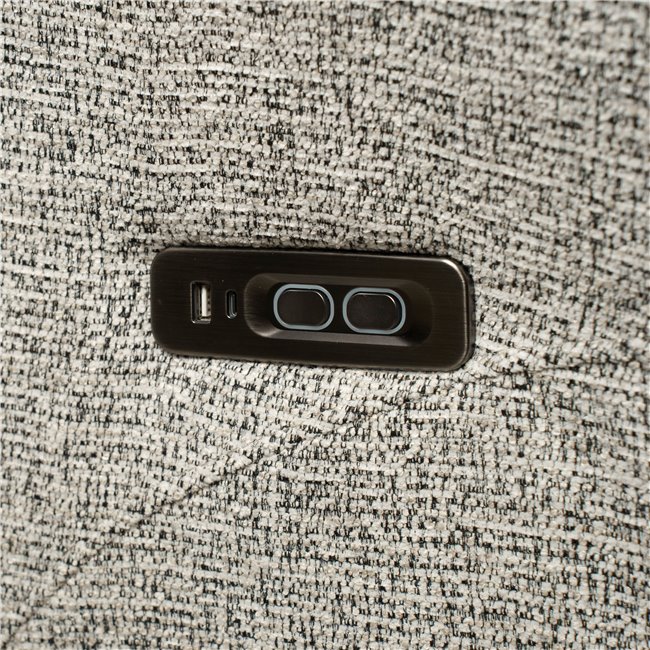 Electric recliner Olivy 112, 2 motors, gray-white, rotatable 360 degrees, H86-115x76x74-171cm, seat height 44-48cm