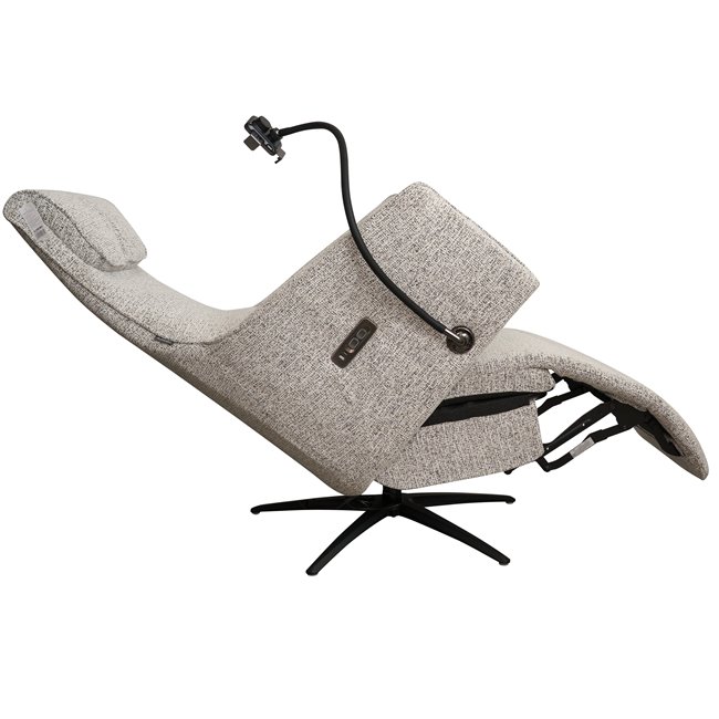 Electric recliner Olivy 112, 2 motors, gray-white, rotatable 360 degrees, H86-115x76x74-171cm, seat height 44-48cm