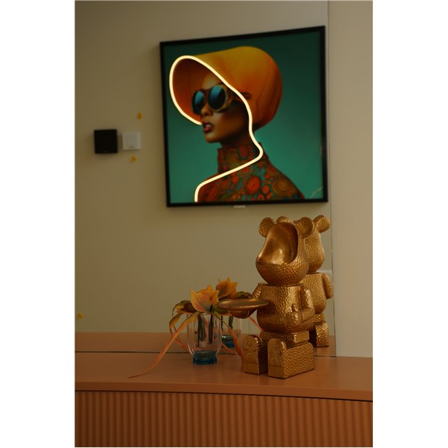 Стеклянная картина Lady in yellow с LED, 80x80x3.5cm