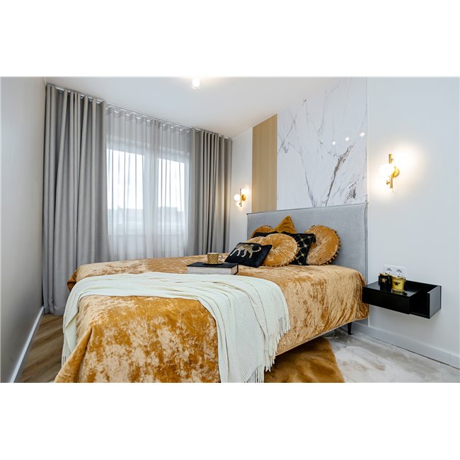 Bed cover Shelly 20, golden tone, velvet, 160x220cm