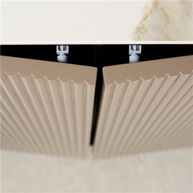 Sideboard Sarenno, sintered stone/ash veneer/MDF/metal/glass, H80x130x40cm