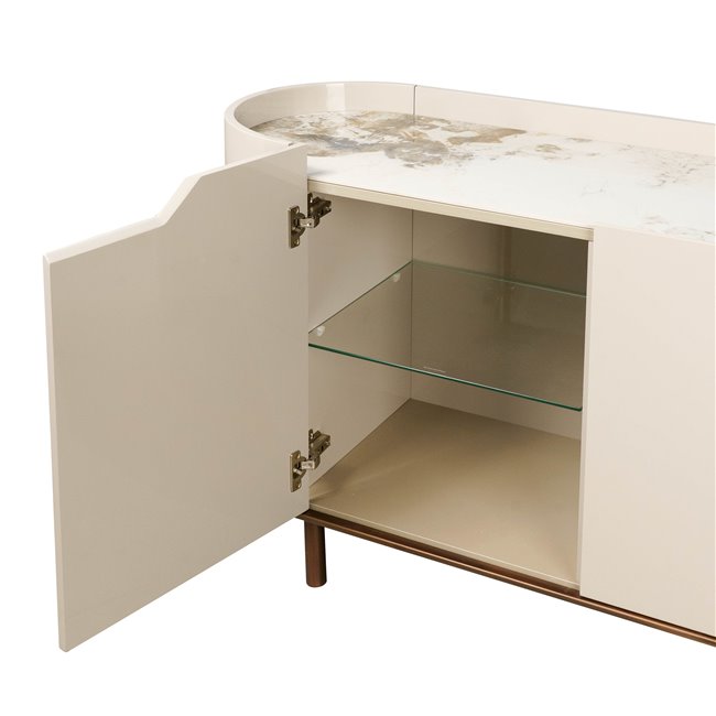 Sideboard Sarnno kahaki, sintered stone/MDF/metal, H74x180x42cm