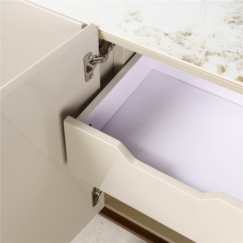 Sideboard Sarnno kahaki, sintered stone/MDF/metal, H74x180x42cm