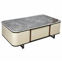 Coffee table Saraso, MDF/walnut veneer/marble/metal, 130x70cm H40cm