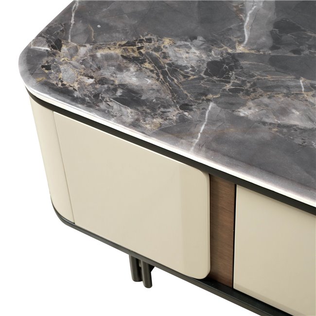 Coffee table Saraso, MDF/walnut veneer/marble/metal, 130x70cm H40cm