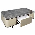 Coffee table Saraso, MDF/walnut veneer/marble/metal, 130x70cm H40cm