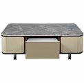 Coffee table Saraso, MDF/walnut veneer/marble/metal, 130x70cm H40cm