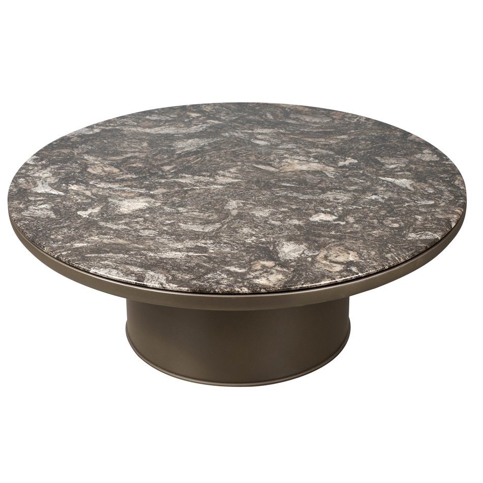 Coffee table Saulre black, MDF/artificial marble, D90cm H34cm