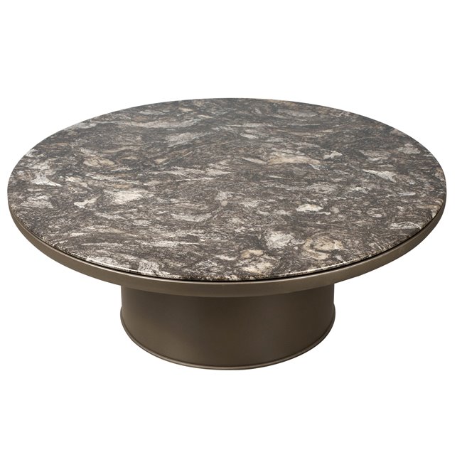 Coffee table Saulre black, MDF/artificial marble, D90cm H34cm