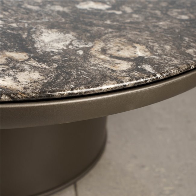 Coffee table Saulre black, MDF/artificial marble, D90cm H34cm