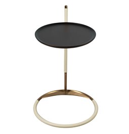 Šoninis staliukas Sattely, mediena/metalas/oda, D38cm H60cm